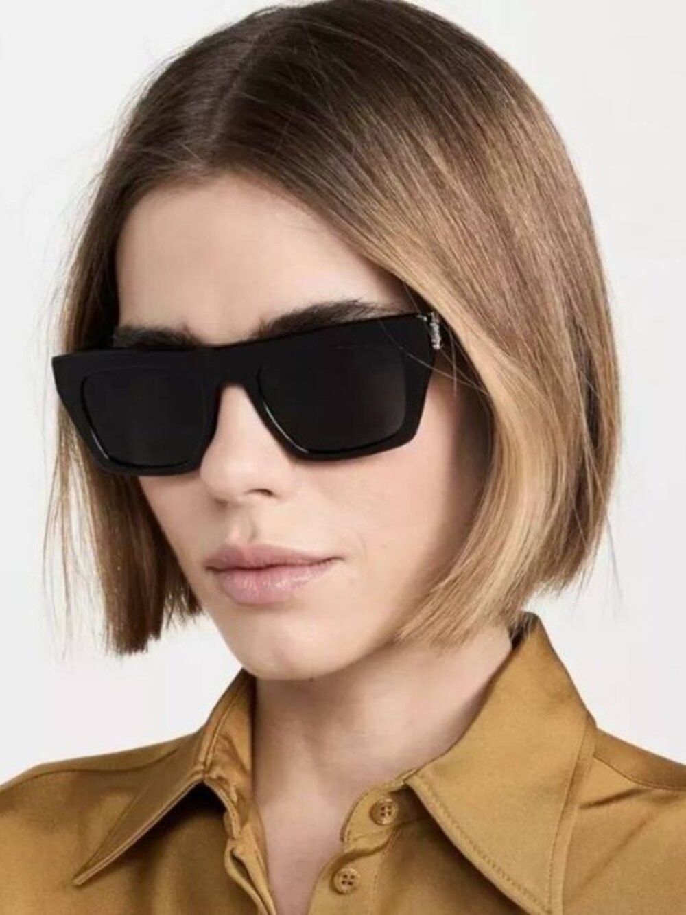 Saint Laurent SLM131 001 Rectangle Unisex Sunglasses - Black